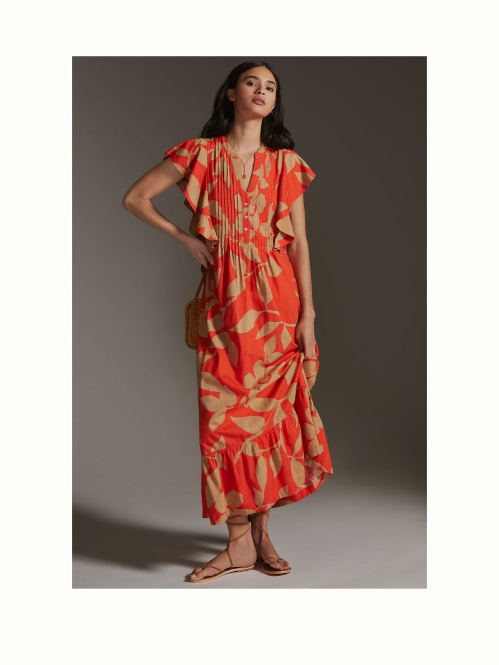 Maeve Red & Beige Floral Maxi Dress